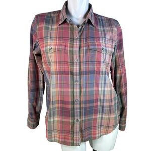 LRL Lauren Jeans Co Ralph Lauren Plaid Button-Down Shirt 100% Cotton Size Large
